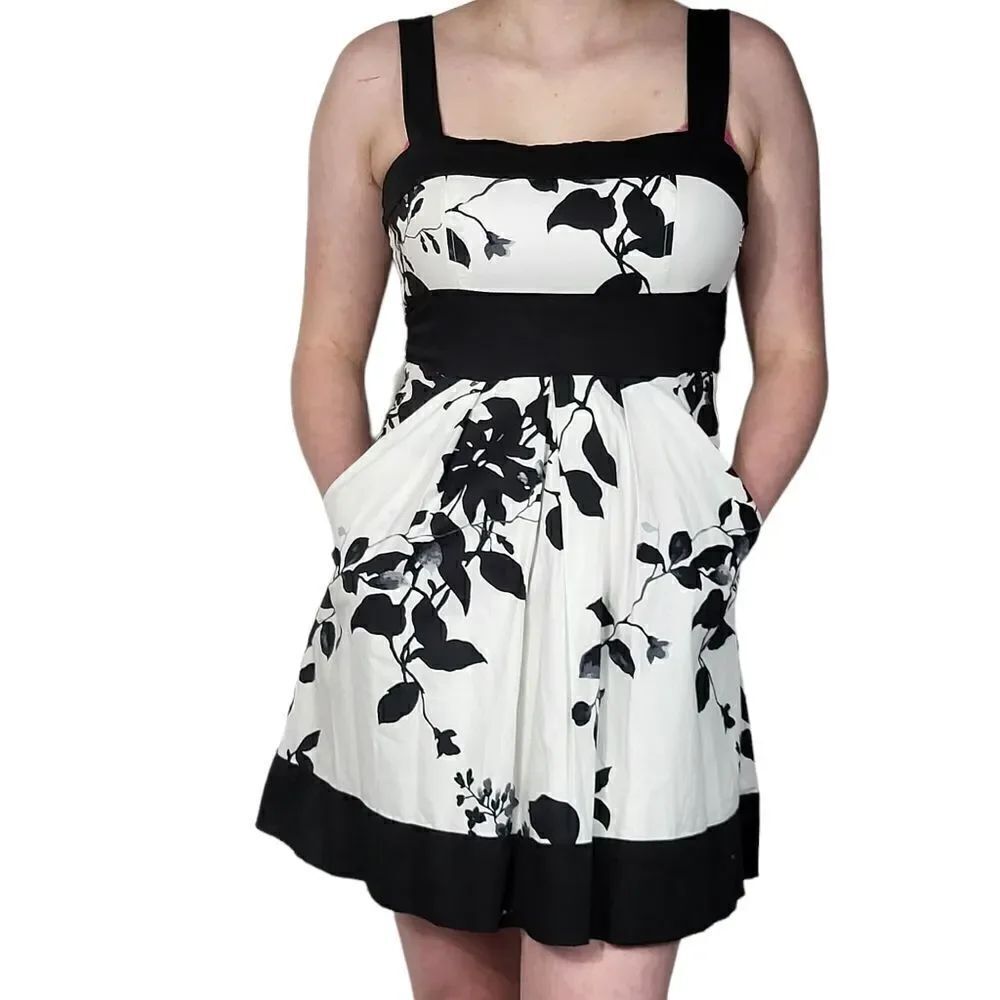 Speechless Black White Floral Strapless Dress